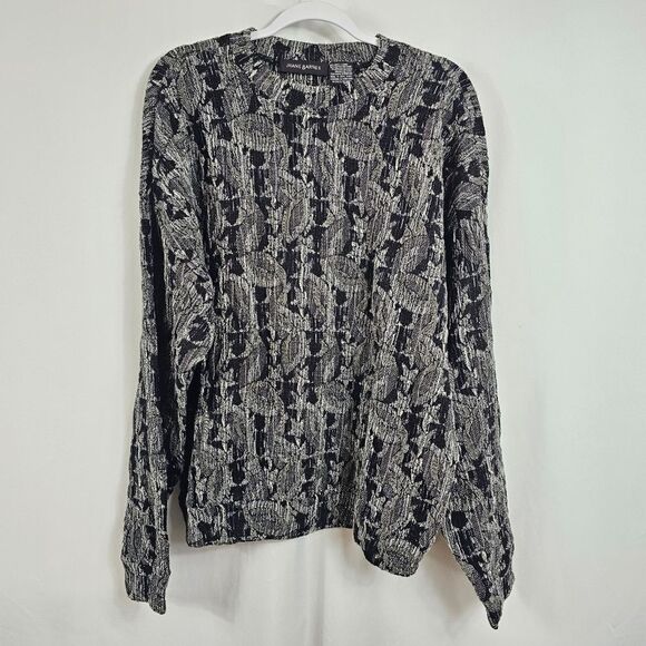 Jhane Barnes Wool Blend Sweater in Black and Gray - Size L - Picture 1 of 8